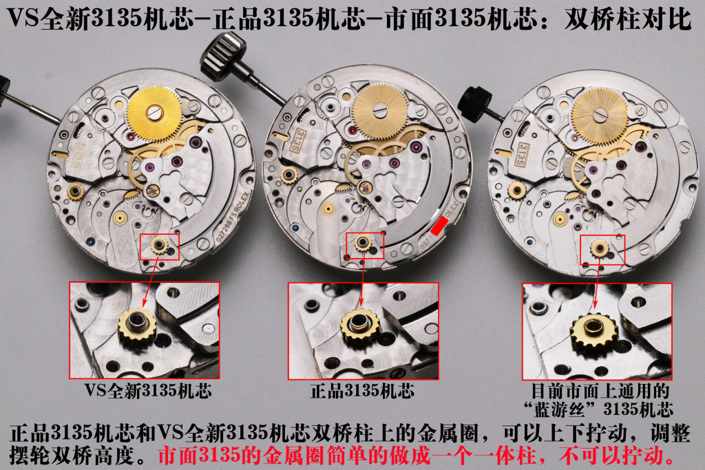 vs廠勞力士3135機芯評測（VS3135機芯跟正品機芯區別）