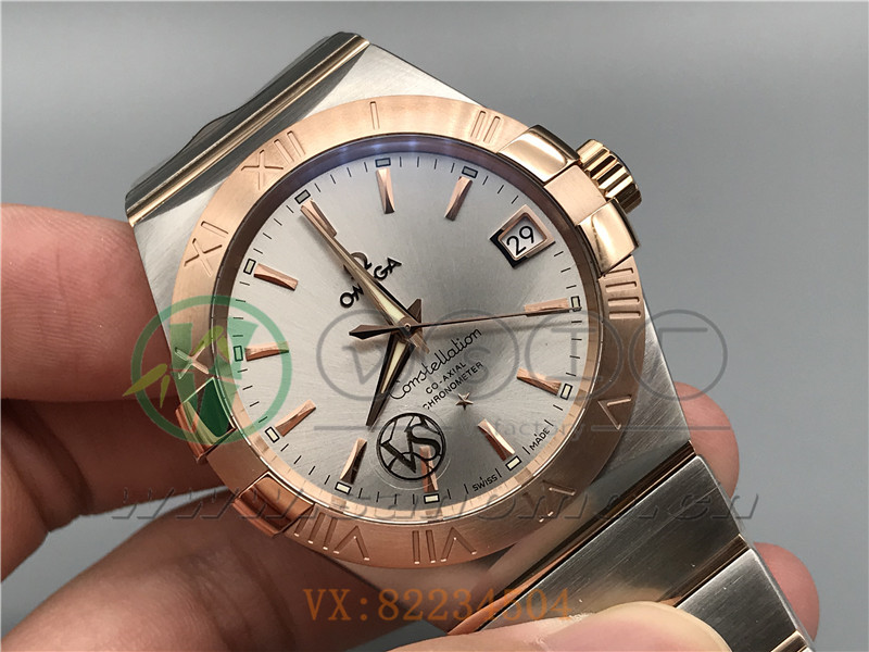VS廠歐米茄星座38mm間玫白面條釘產(chǎn)品展示